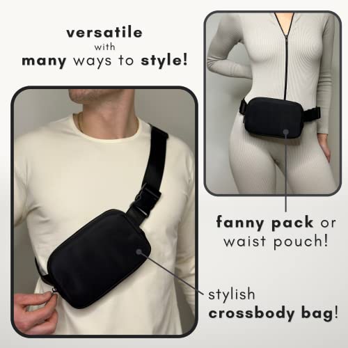 CITRUSY Boutique Belt Bag | Crossbody Fanny Pack for Women | Fashionable Cute Mini Everywhere Bum Hip Waist Pack | Small Fashion Travel Chest Bag | Matte Black | Adjustable Small Strap - Image 5