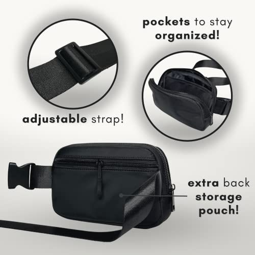 CITRUSY Boutique Belt Bag | Crossbody Fanny Pack for Women | Fashionable Cute Mini Everywhere Bum Hip Waist Pack | Small Fashion Travel Chest Bag | Matte Black | Adjustable Small Strap - Image 4
