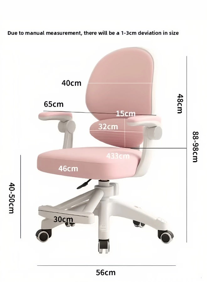 MLADEN Ergonomic Kids Desk Chair, Study Chair for Boys Girls with Height Adjustable, Swivel Mesh Task Student Chairs, Independently Adjustable Lumbar Support, Growing Teen Office Chair for Home/School/Office (Pink) - Image 2