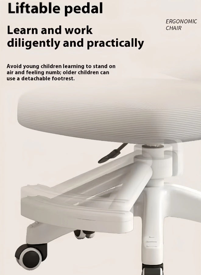 MLADEN Ergonomic Kids Desk Chair, Study Chair for Boys Girls with Height Adjustable, Swivel Mesh Task Student Chairs, Independently Adjustable Lumbar Support, Growing Teen Office Chair for Home/School/Office (Pink) - Image 3