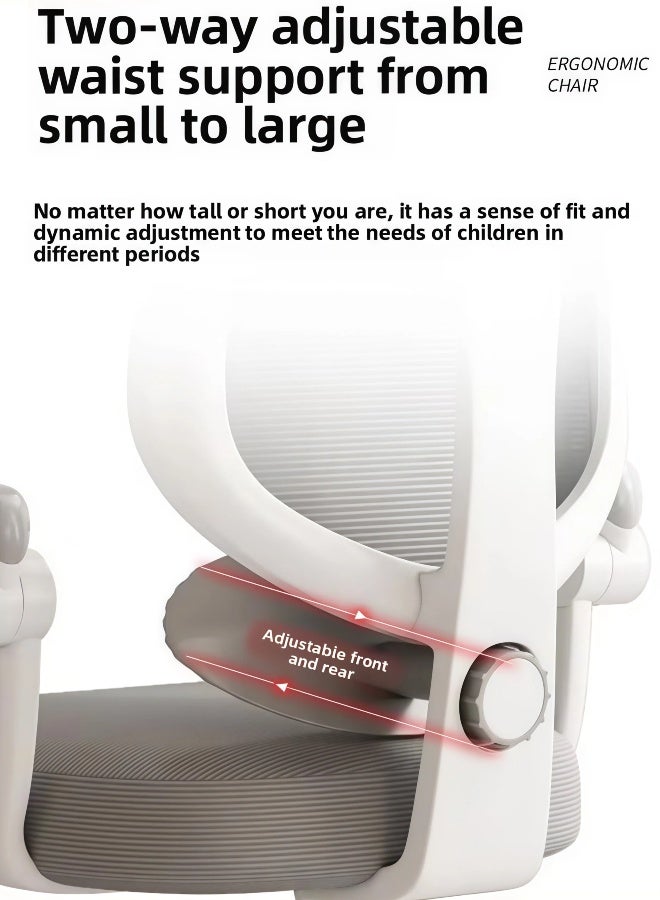 MLADEN Ergonomic Kids Desk Chair, Study Chair for Boys Girls with Height Adjustable, Swivel Mesh Task Student Chairs, Independently Adjustable Lumbar Support, Growing Teen Office Chair for Home/School/Office (Pink) - Image 5