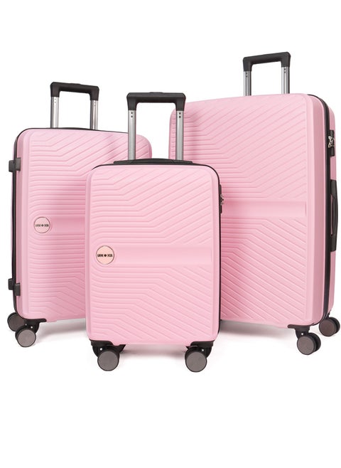 Elegant Pink 3-Piece Suitcase Set with Built-in TSA Lock, Reinforced Grip Handles, Retractable Handle, High-Quality ABS Material, and 360 Spinner Wheels - Sizes 20", 24", 28"