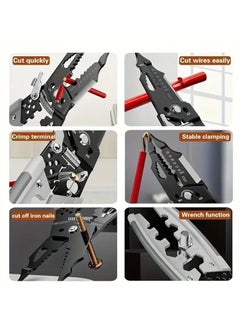 Uttking Uttking 28 In 1 Wire Stripper ToolMultifunction Wire Strippers Electrical8Inch Wire Crimping ToolCrimper with Splitting Hand Tool Cutting Plier Wire Looping Pliers Cutter Precision Tool  - Image 3