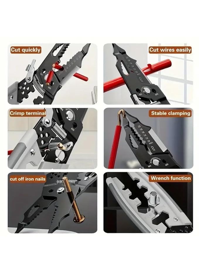 Uttking - Uttking 28 In 1 Wire Stripper ToolMultifunction Wire Strippers Electrical8Inch Wire Crimping ToolCrimper with Splitting Hand Tool Cutting Plier Wire Looping Pliers Cutter Precision Tool - Image 1