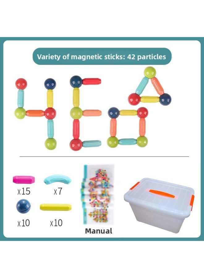 Children's Magnetic Building Blocks Set Large Particle Magnets Educational Toys Brain Teaser Education Intelligence Toys-Color:42 Package-Specifications:Package  - Image 1