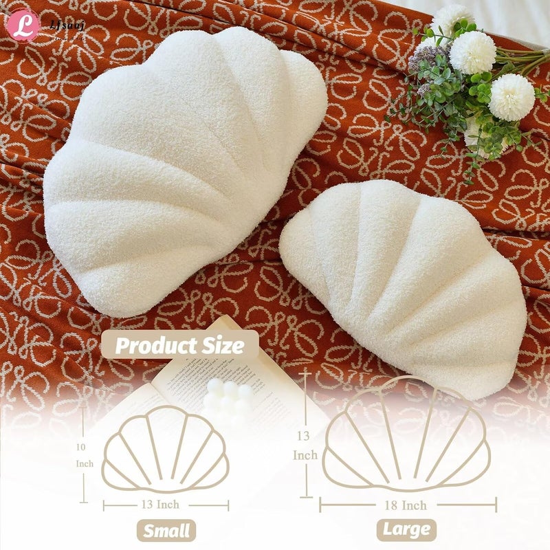 Lfsaaj Beige Seashell Throw Pillows, Shell Shaped Throw Pillows, 13 Inch Soft Home Decorative Pillow Plush Cushion for Bed Couch Living Sofa Room Decor Accent Throw Pillow - Image 3
