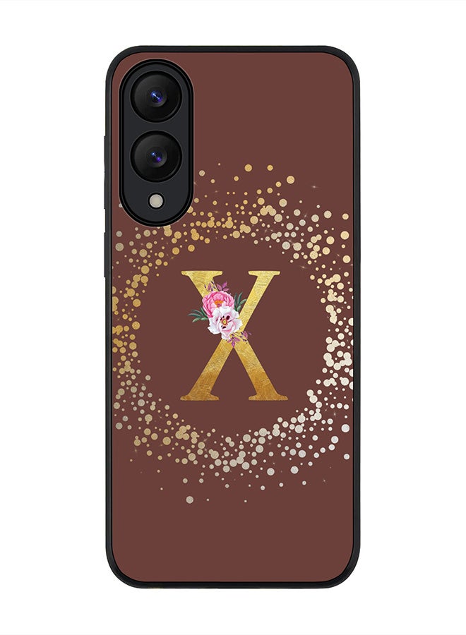 Stylizedd For Samsung Galaxy S25 Edge Case,Slim fit Camera Protection, Shockproof Thin Phone cover  - Custom Monogram Floral - X  (Brown )
