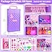 Ecore Fun 108 Pcs Doll Clothes and Accessories with Purple Doll Closet for 115 Inch Dolls Including Party Dresses Fashion Dress Outfits Swimsuits Shoes Hangers Bags Necklaces - Image 4