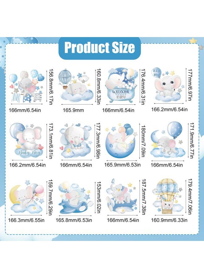 ZCPTZ 12 Pcs Blue Elephant Honeycomb Centerpieces Moon Star Balloons Elephant Theme Party Topper It's A Boy 3D Baby Shower Honeycomb Table Decorations for Birtaday Wedding Shower Party Supplies - Image 2