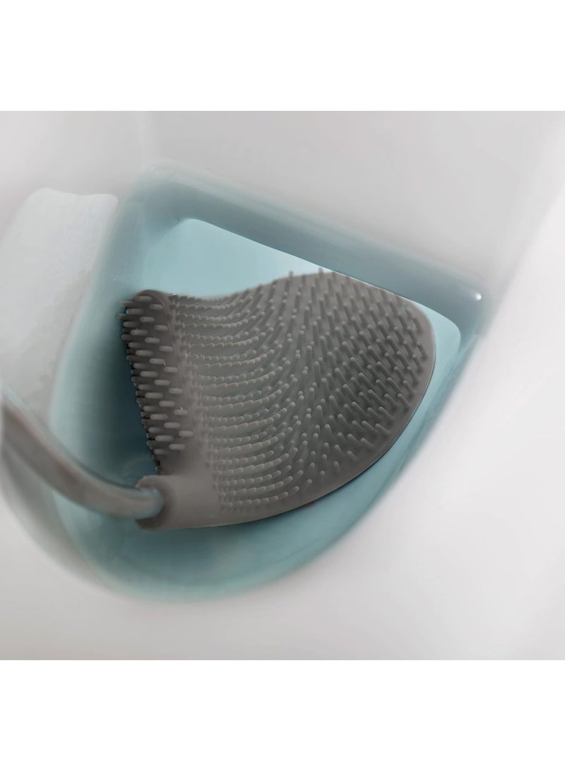 Joseph Joseph Flex Lite - 2-Pack Silicone Toilet Brush with slimline holder set, flexible anti-drip, anti-clog deep clean head, White/Grey, Small - Image 4