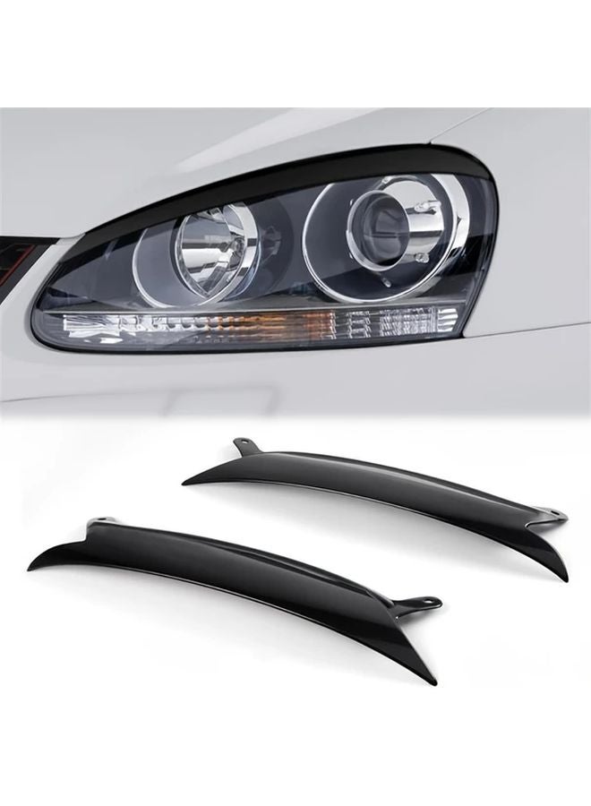 Black Headlight Eyebrow Eyelids Trim Cover For VW Golf GTI Jetta R32 Rabbit MK5 2006 2009 - Image 4
