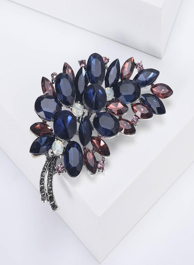 WAKYME Shiny Rhinestone Feather Brooches for Women Casual Crystal Glass Flower Pins Jewelry Accessories Gifts (Color) - Image 3