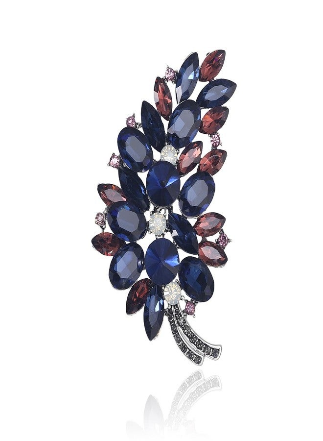 WAKYME Shiny Rhinestone Feather Brooches for Women Casual Crystal Glass Flower Pins Jewelry Accessories Gifts (Color) - Image 1