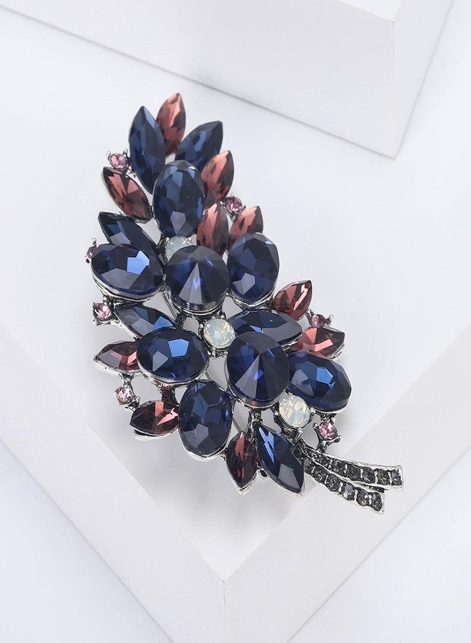 WAKYME Shiny Rhinestone Feather Brooches for Women Casual Crystal Glass Flower Pins Jewelry Accessories Gifts (Color) - Image 4