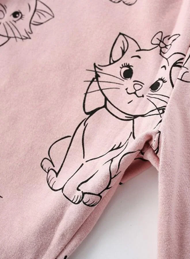 YUNIQEE Pink Crew Neck Short Sleeve Printed Top & Shorts
