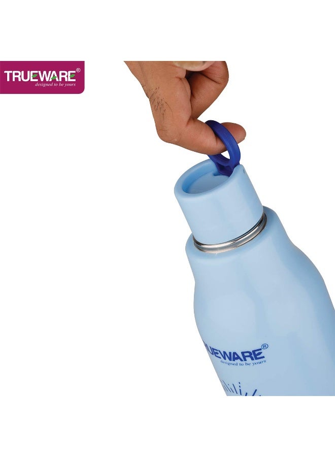Trueware Atom 800 Insulated Inner Stainless Steel Water Bottle, 800 ml, Stainless steel finish|Blue | Leak Proof | BPA Free | Hot or Cold for Hours | Office | Gym | Hiking | Treking | Travel Bottle - Image 4