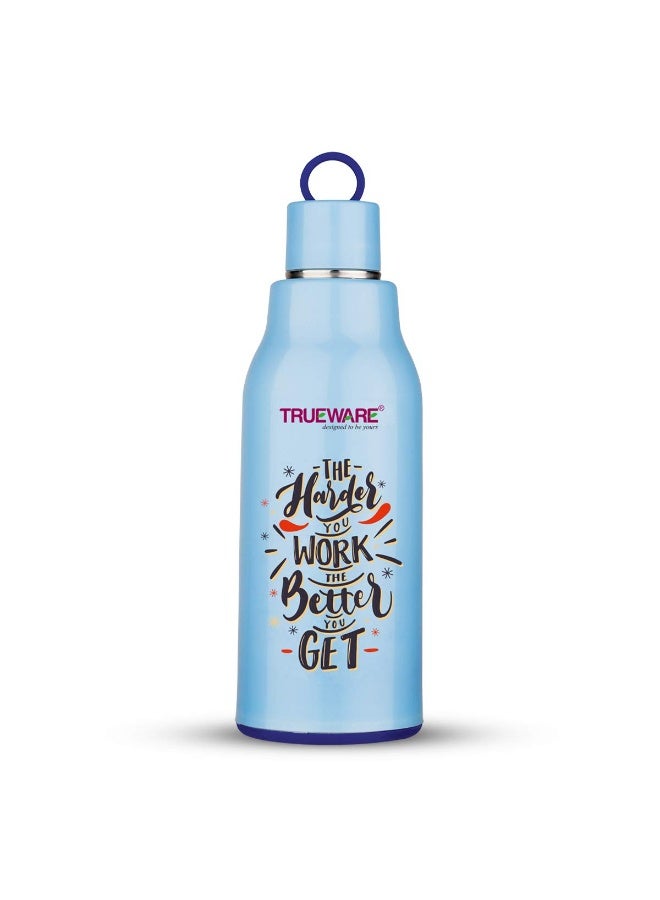 Trueware Atom 800 Insulated Inner Stainless Steel Water Bottle, 800 ml, Stainless steel finish|Blue | Leak Proof | BPA Free | Hot or Cold for Hours | Office | Gym | Hiking | Treking | Travel Bottle - Image 1