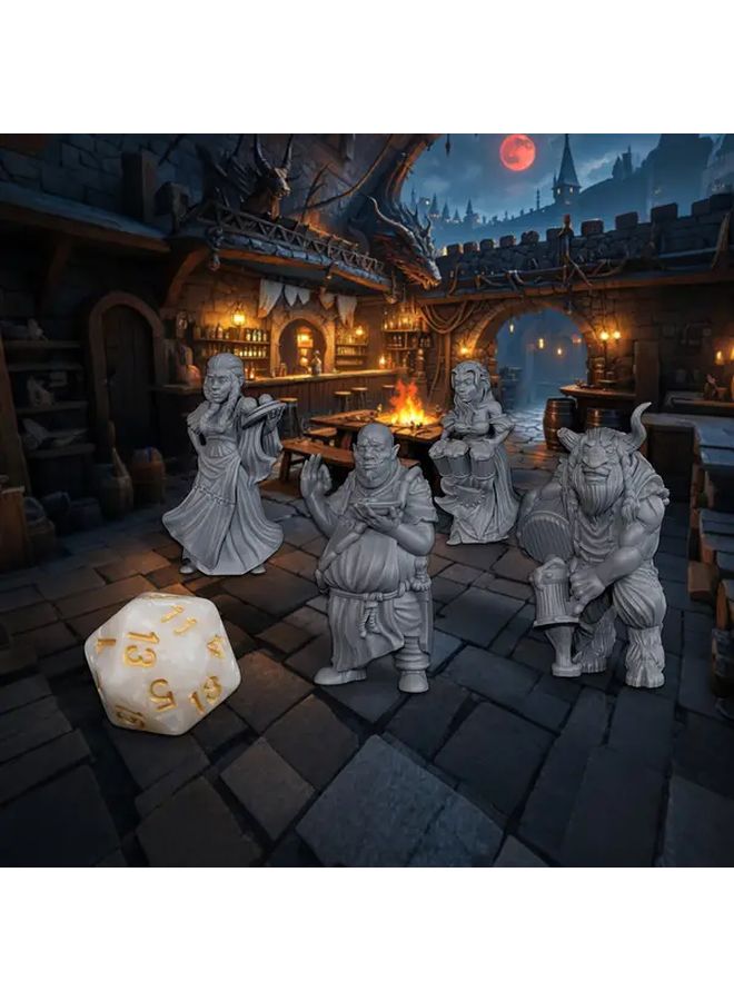 FS698 Tavern Crew DND Minis Set 4Pcs For Tabletop TTRPGs Dungeon And Dragons Campaigns - Image 4
