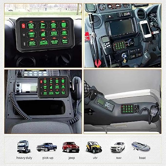 BROLEO 12 Gang Switch Panel 12V 24V Multifunction Toggle Switch Momentary Circuit Control Relay System Box For Truck Rv Offroad Marine Waterproof Rgb Color Touch Control Panel Box - Image 4