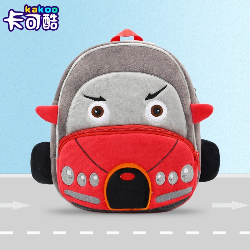 Plush Kids Backpack, Convertible Car Vehicle Design, Soft Lightweight School Bag for Toddlers and Preschool Kids - Image 4