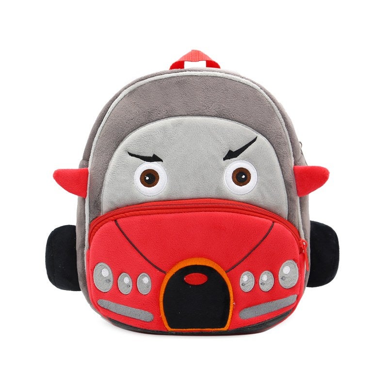 Plush Kids Backpack, Convertible Car Vehicle Design, Soft Lightweight School Bag for Toddlers and Preschool Kids - Image 1