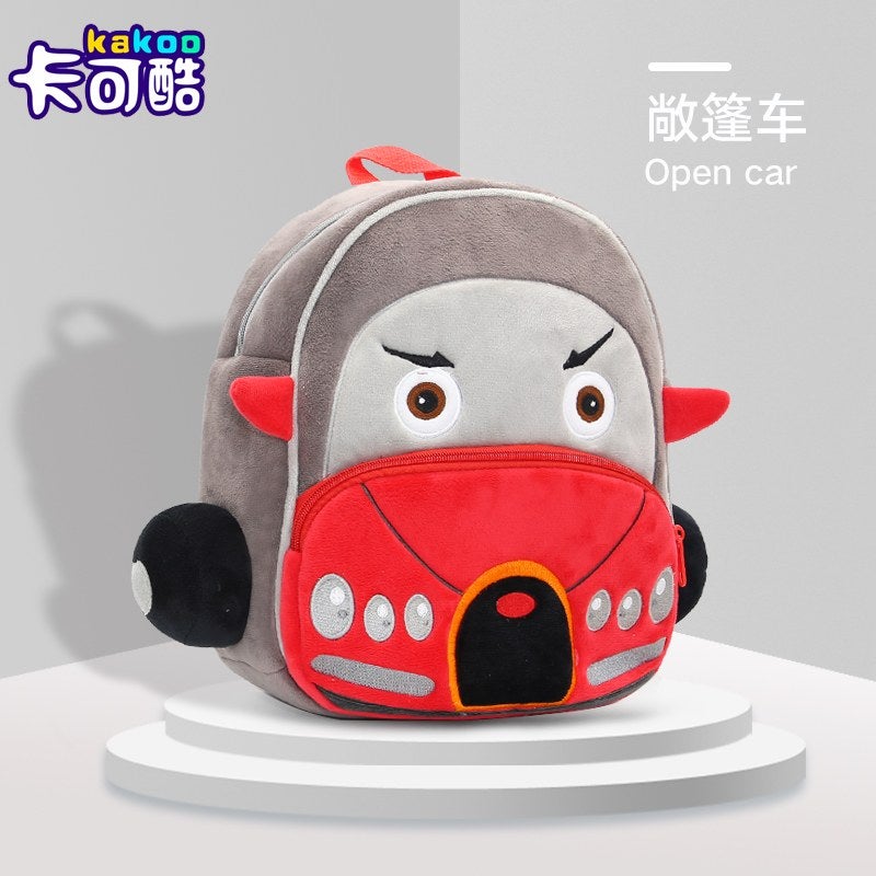 Plush Kids Backpack, Convertible Car Vehicle Design, Soft Lightweight School Bag for Toddlers and Preschool Kids - Image 5