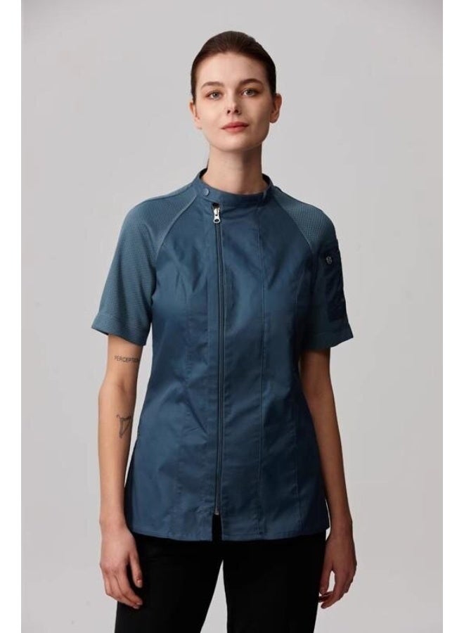 NIBEMINENT Men's long and short sleeved chef's uniforms, summer thin and breathable, restaurant and hotel baking quick-drying chef's work clothes, women's  - Image 1