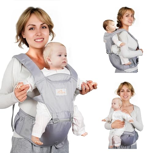 Mumgaroo Baby Carrier Newborn to Toddler 6in1 Front and Back Baby Hip Carrier One Size Fits All Adjustable Toddler Carrier Hip Carrier for Baby with Hip Seat Adapt to Newborn Infant Toddler