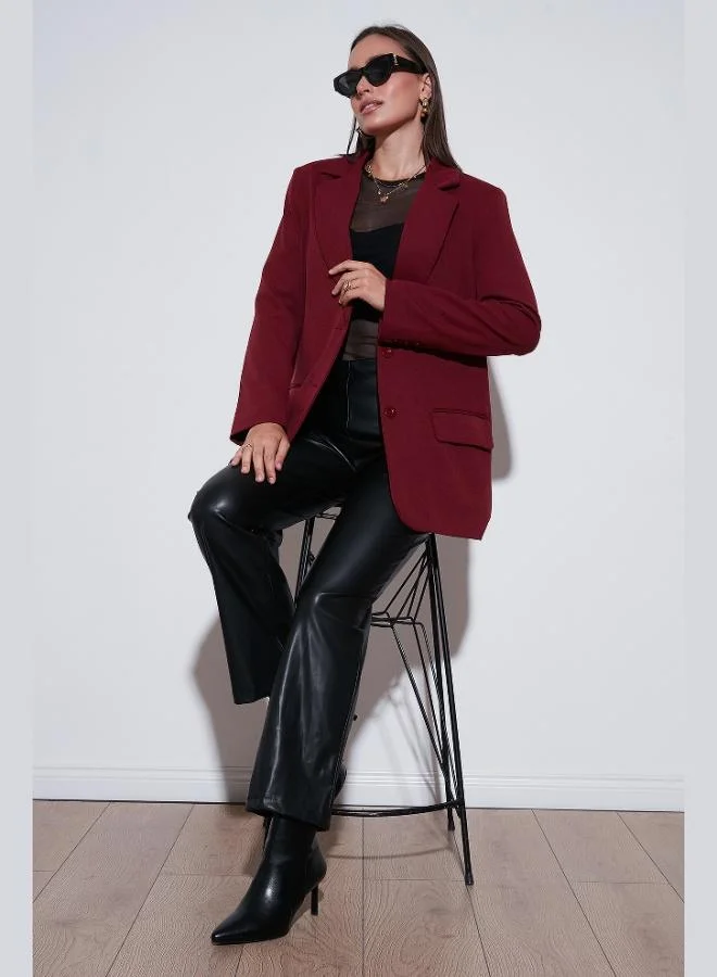 ليلا جاكيت بليزر نسائي بياقة مونو بقصة مريحة