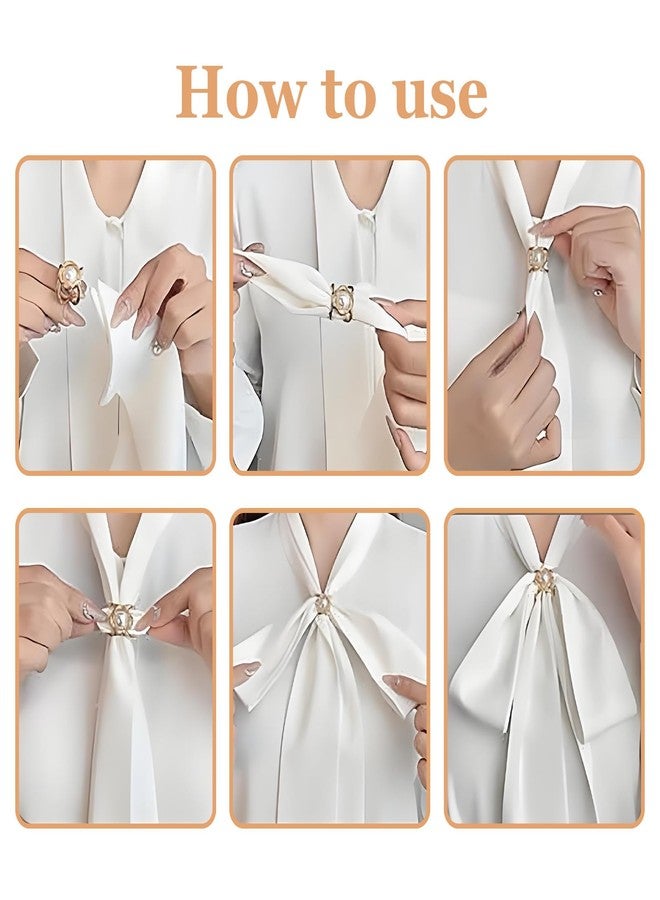 YANCHUN 4Pcs Scarf Ring Tshirt Ties Cinch Clips for Women Clothing Metal Pearl Flower Round Circle Scarf Pin Rings and Slides for Scarves Buckle for Women Trendy 2025 Christmas Stocking Stuffers - Image 5