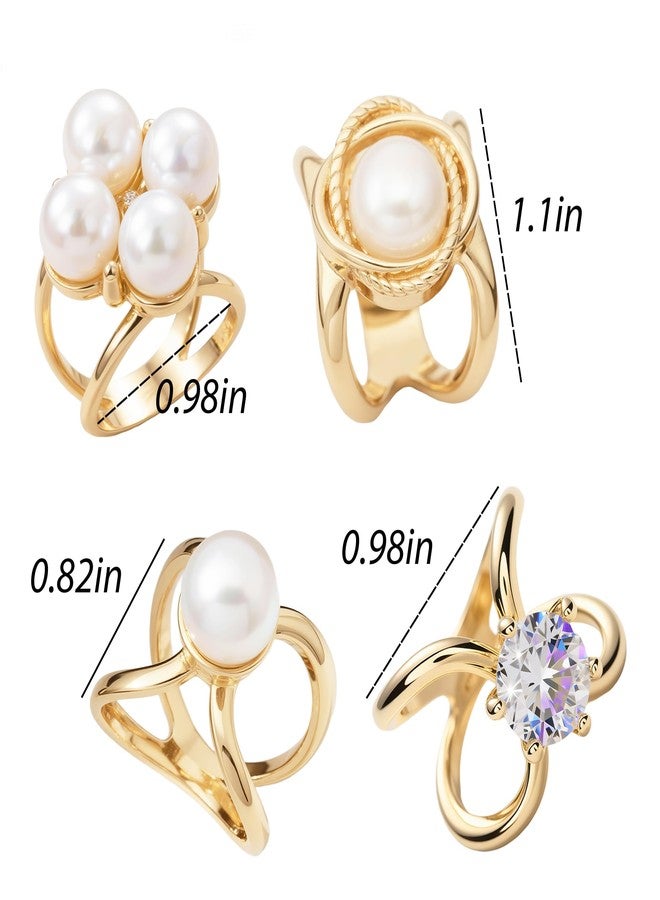 YANCHUN 4Pcs Scarf Ring Tshirt Ties Cinch Clips for Women Clothing Metal Pearl Flower Round Circle Scarf Pin Rings and Slides for Scarves Buckle for Women Trendy 2025 Christmas Stocking Stuffers - Image 2