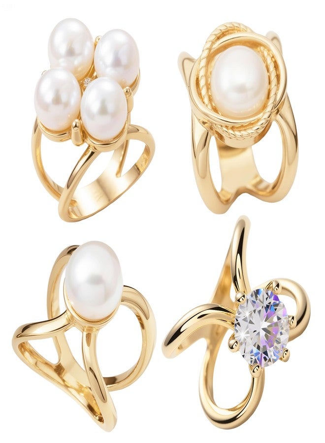 YANCHUN 4Pcs Scarf Ring Tshirt Ties Cinch Clips for Women Clothing Metal Pearl Flower Round Circle Scarf Pin Rings and Slides for Scarves Buckle for Women Trendy 2025 Christmas Stocking Stuffers - Image 1