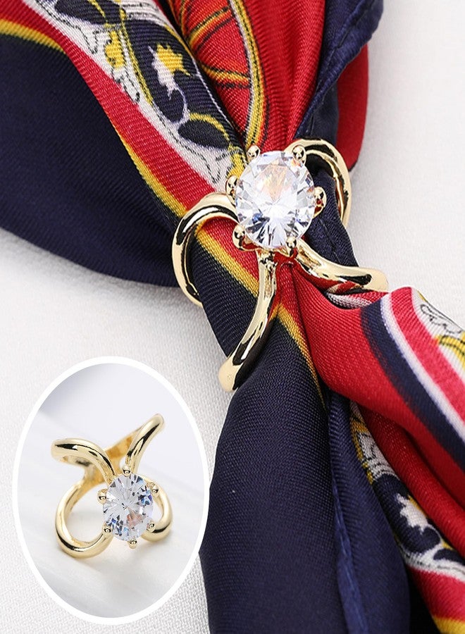 YANCHUN 4Pcs Scarf Ring Tshirt Ties Cinch Clips for Women Clothing Metal Pearl Flower Round Circle Scarf Pin Rings and Slides for Scarves Buckle for Women Trendy 2025 Christmas Stocking Stuffers - Image 3