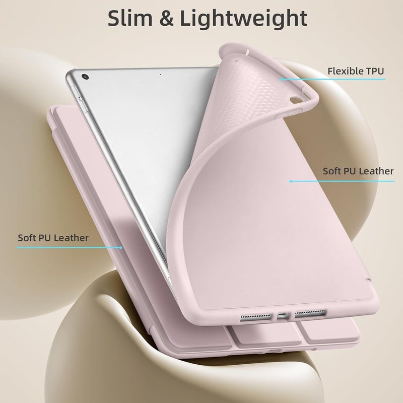 Akkerds Case Compatible with iPad 10.2 Inch 2021/2020/2019, for iPad 9th/8th/7th Generation with Pencil Holder, Protective Cover with Soft TPU Back, Auto Sleep/Wake, Pink - Image 5