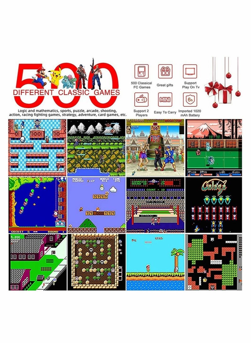 كابتن تيك Handheld Gameboy Console, 500 Super Classic FC Games, Mini Handheld Game Console with 3.0-Inches Color Screen, 1020mAh Rechargeable Battery Portable Game Connect to TV and Two Players - Image 3