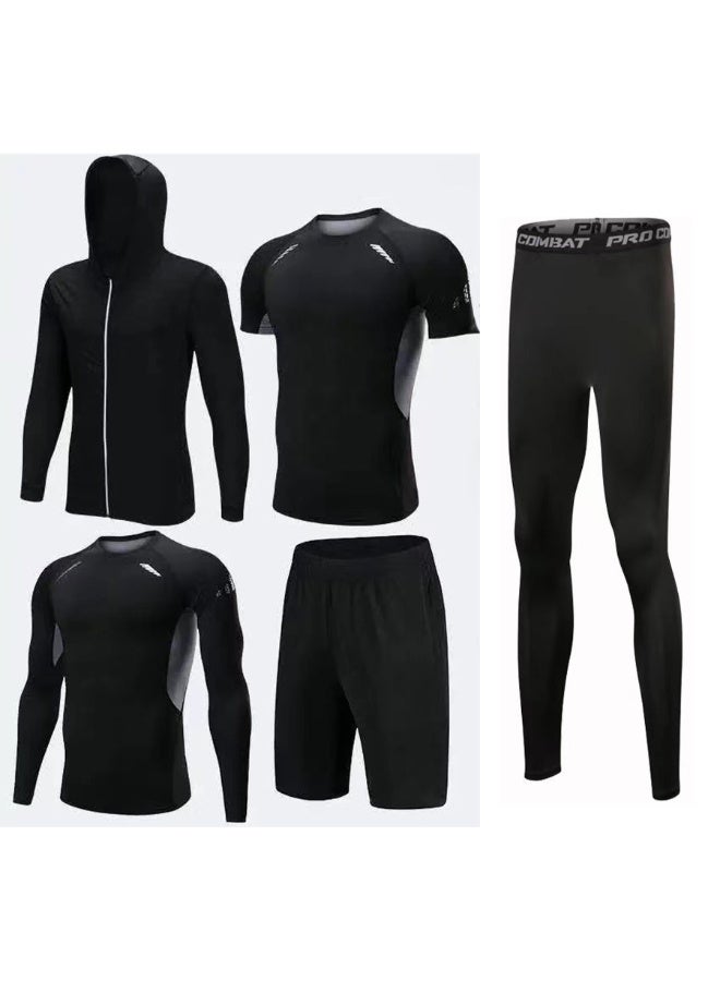 Joychic Mens 5Pcs Quick Dry Compression Sets Tops Accessories Clothes Equipment for Workout Gym Athletic Running Sport - Image 1