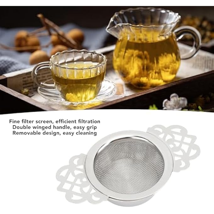 gernie Tea Infuser Filter 304 Stainless Steel Insulated Base Fine Mesh Strainer Bowl Brewing Filter Tea Leaves Heat Proof Handles Flower Color - Image 3