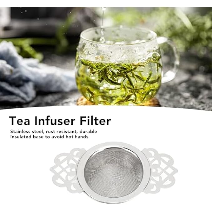gernie Tea Infuser Filter 304 Stainless Steel Insulated Base Fine Mesh Strainer Bowl Brewing Filter Tea Leaves Heat Proof Handles Flower Color - Image 4