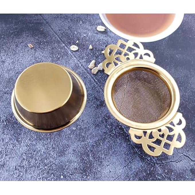 gernie Tea Infuser Filter 304 Stainless Steel Insulated Base Fine Mesh Strainer Bowl Brewing Filter Tea Leaves Heat Proof Handles Flower Color - Image 5
