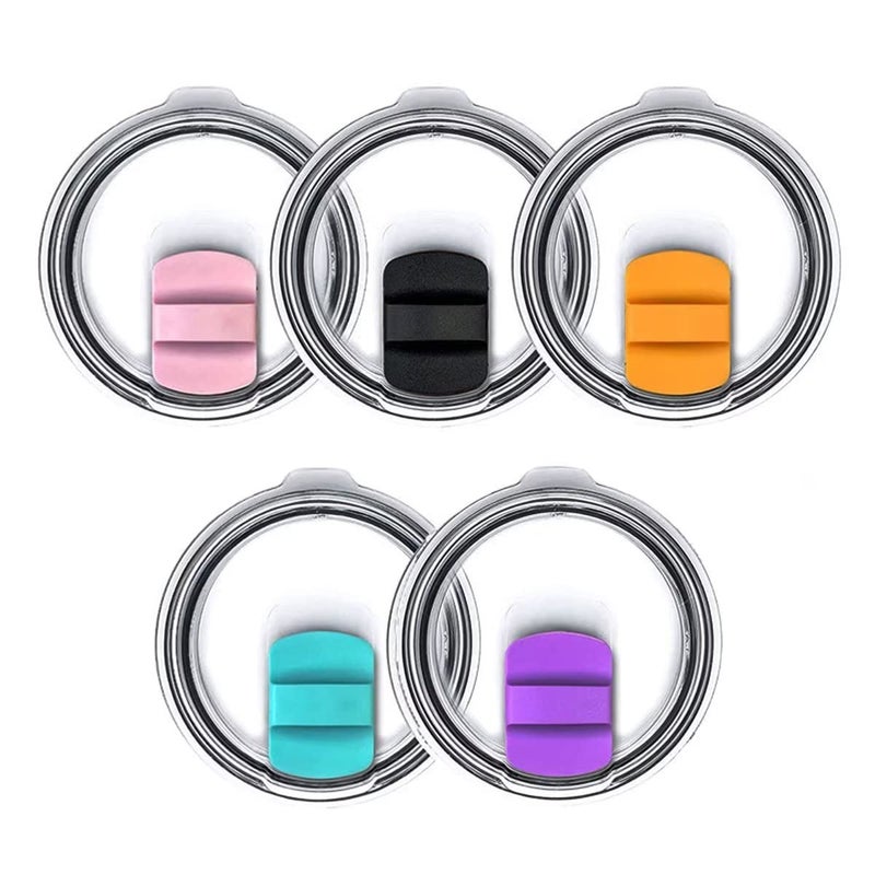 MZY LLC 20oz Magnetic Tumbler Lid for YETI Rambler Ozark Trail and Old Style RTIC Magnetic slider replacement Magnetic Spill Proof Tumbler Cover included5 Pack 