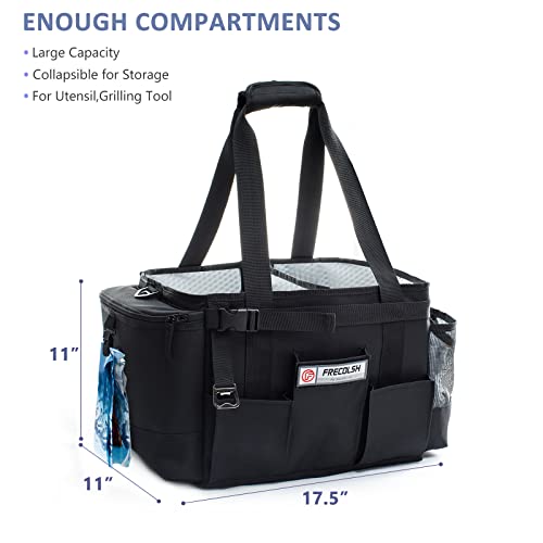FRECOLSH FREECOLSH Black Waterproof Caddy, 16" x 11" x 11", with Detachable Strap and Shoulder Pad for Carrying Utensils and Camping Supplies - Image 5