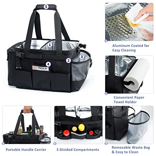 FRECOLSH FREECOLSH Black Waterproof Caddy, 16" x 11" x 11", with Detachable Strap and Shoulder Pad for Carrying Utensils and Camping Supplies - Image 3