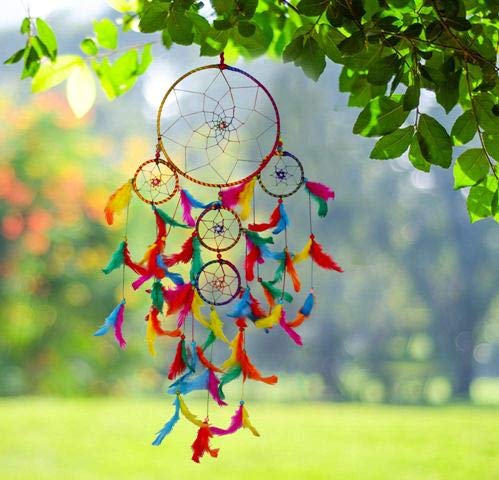 DULI Dream Catcher Combo Ying-Yang Concept Traditional Indian Dreamcatcher Wall Art for Bedrooms, Home Wall, Hanging Design, Wall Decor,Metal, Feathers Dreamcatcher (Big Blue-Big Multi Combo) - Image 5