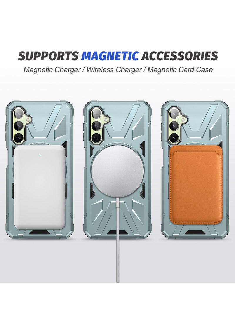 Color Fans For Samsung A34 5G Case Anti-fall TPU+PC Phone Cover with Metal Bracket Light Green  - Image 3
