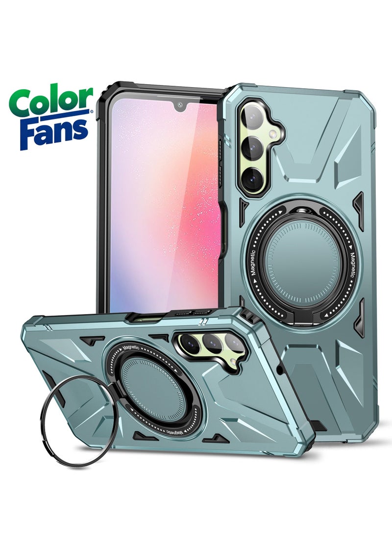 Color Fans For Samsung A34 5G Case Anti-fall TPU+PC Phone Cover with Metal Bracket Light Green  - Image 1