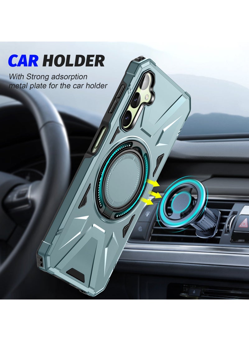 Color Fans For Samsung A34 5G Case Anti-fall TPU+PC Phone Cover with Metal Bracket Light Green  - Image 2