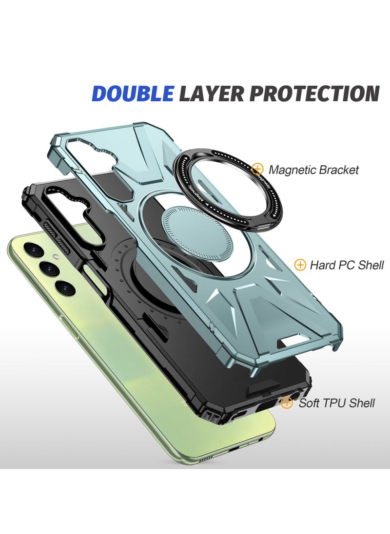 Color Fans For Samsung A34 5G Case Anti-fall TPU+PC Phone Cover with Metal Bracket Light Green  - Image 4