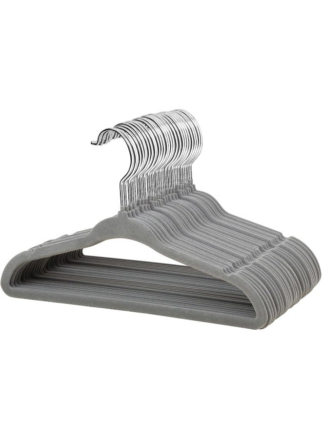 ManGotree 30 Pack 11inch Baby Clothes Hangers, Velvet Kids Toddlers Coat Hangers with Ultra Thin & Non-Slip Design (Grey) - Image 1