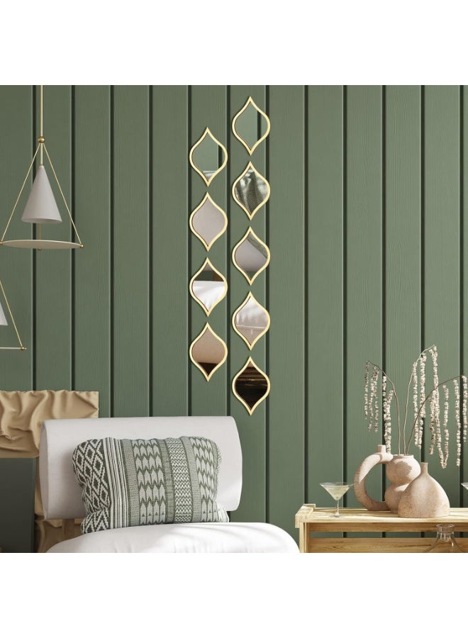 SLASA 9Pcs Teardrop Mirror Wall Decor – Gold Framed Acrylic Decorative Mirrors – Boho Vintage Wall Art for Living Room, Bedroom, Bathroom or Apartment – 9.8" x 6.7" - Image 2