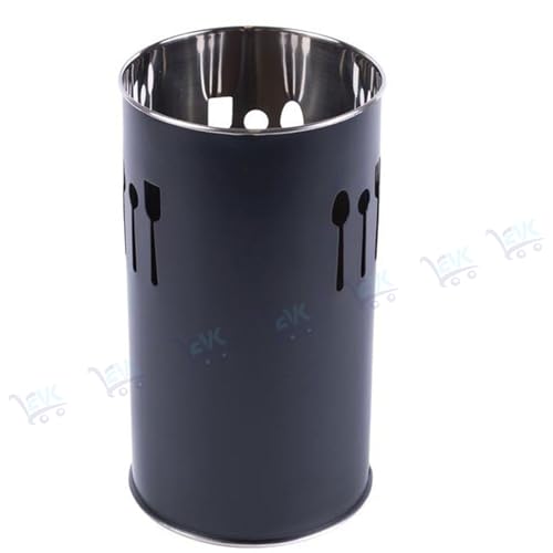 EVK Self Draining Tableware Storage Box - Spoon,Knife,Fork,Chopstick,Stainless Steel Cutlery Holder Organizer Stand for Kitchen (EVK-Big Spoon &Small Dot Cutlery-Black),18 cm,10 cm ,10 x 10 x 10 cm - Image 5